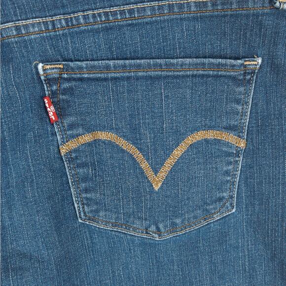 Levi's 512 Perfectly Slimming Jeans Woman's 33x32 Embroidered Straight Leg Blue - Picture 12 of 15